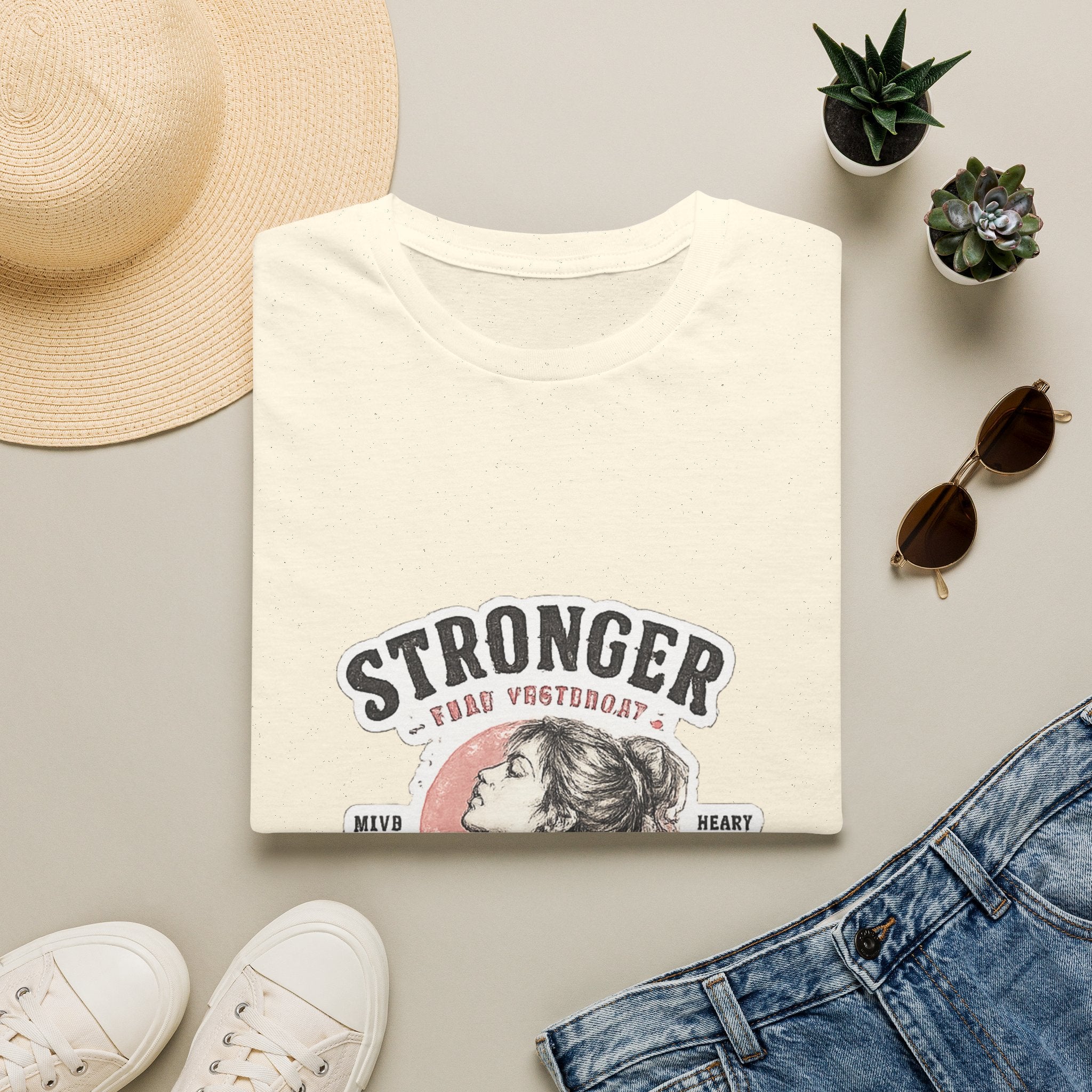 T-Shirt — "Stronger Each Yesterday" Vintage Motivational Tee
