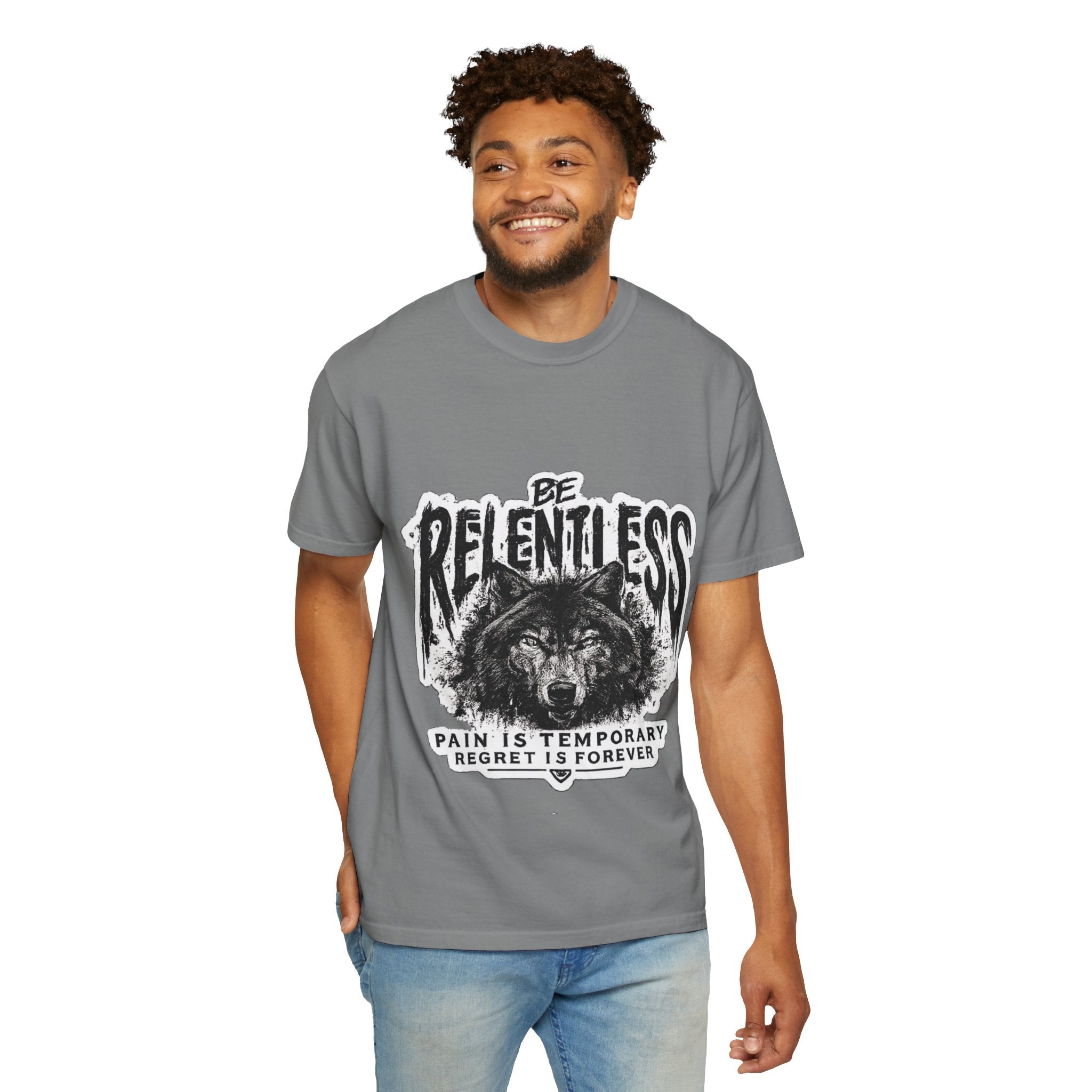 Be Relentless Wolf T-Shirt — “Pain Is Temporary, Regret Is Forever” Motivational Tee