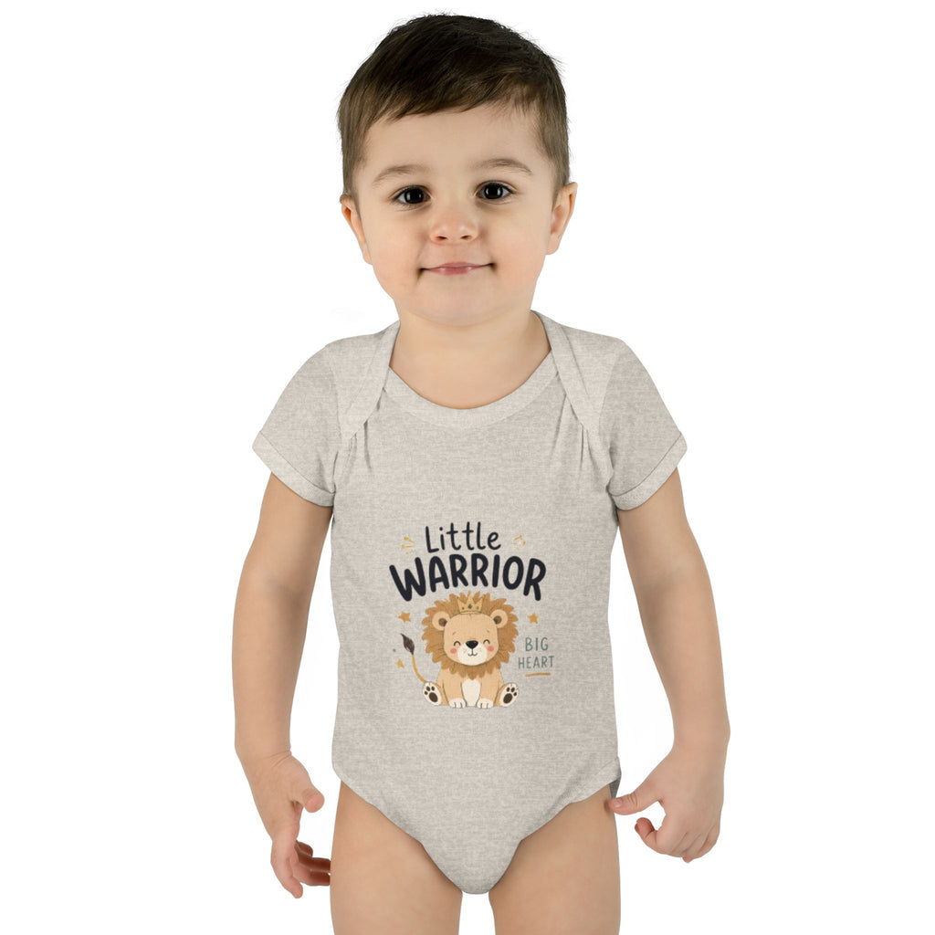 Infant Bodysuit - "Little Warrior Big Heart" Lion Baby Onesie
