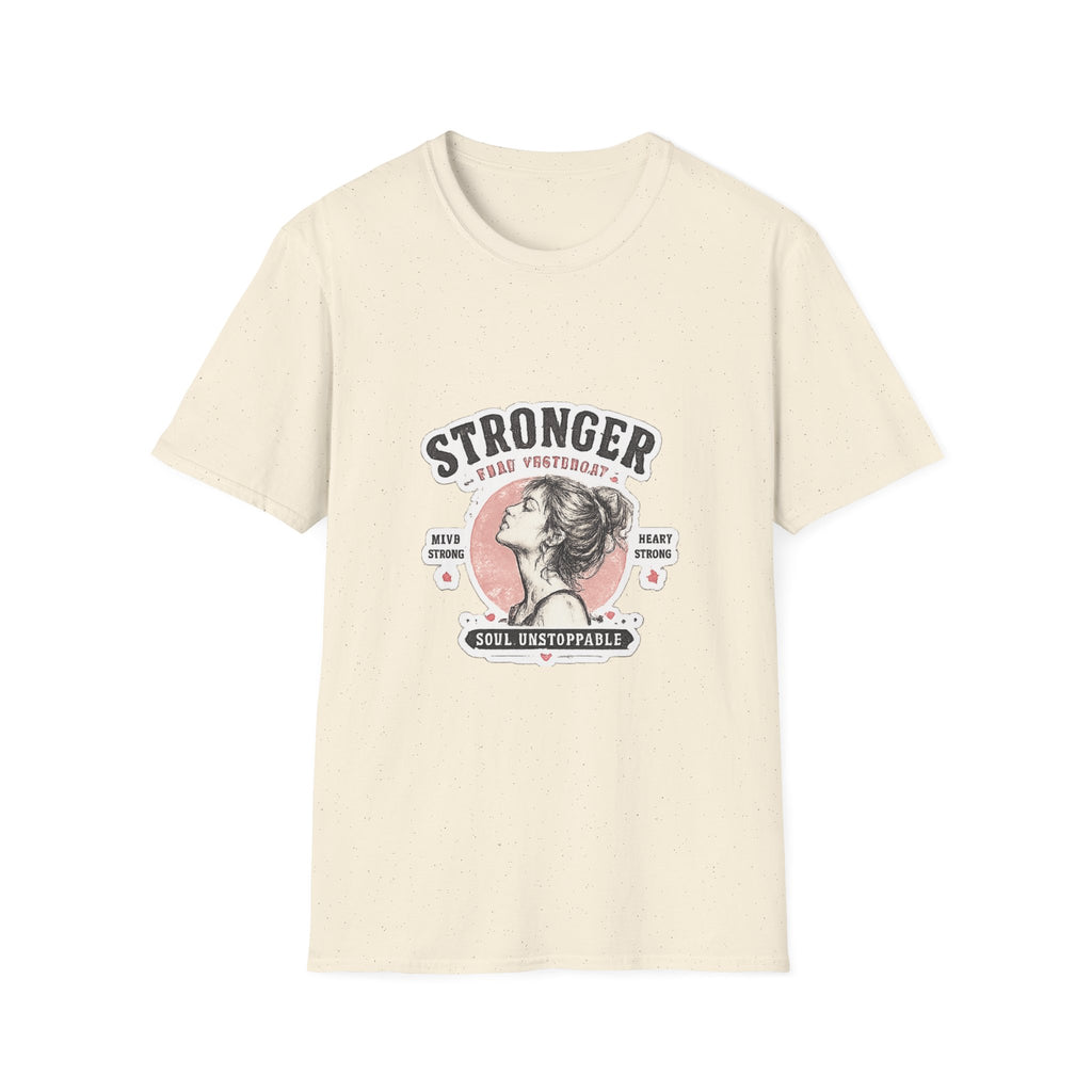 T-Shirt — "Stronger Each Yesterday" Vintage Motivational Tee