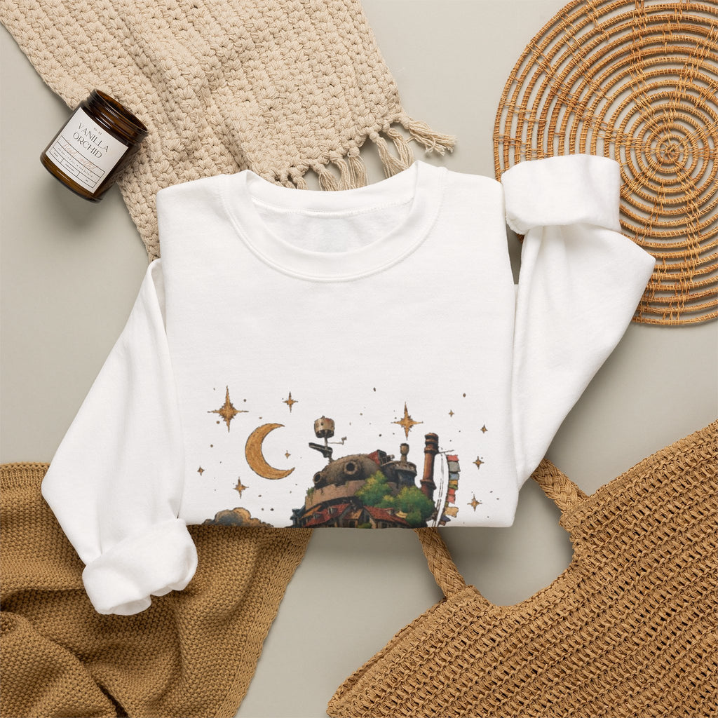 Howl's Moving Castle Inspired Crewneck Sweatshirt — Fantasy Castle Illustration