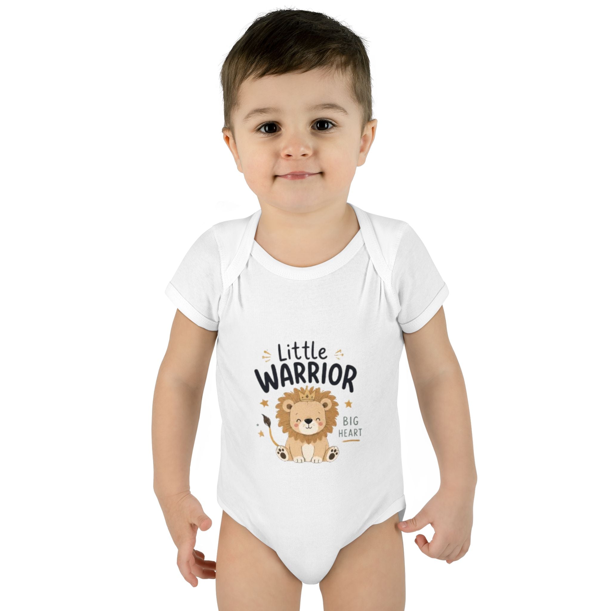 Infant Bodysuit - "Little Warrior Big Heart" Lion Baby Onesie