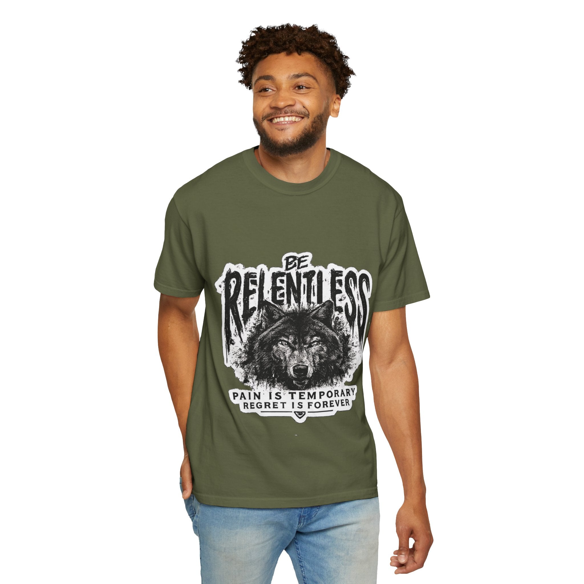 Be Relentless Wolf T-Shirt — “Pain Is Temporary, Regret Is Forever” Motivational Tee