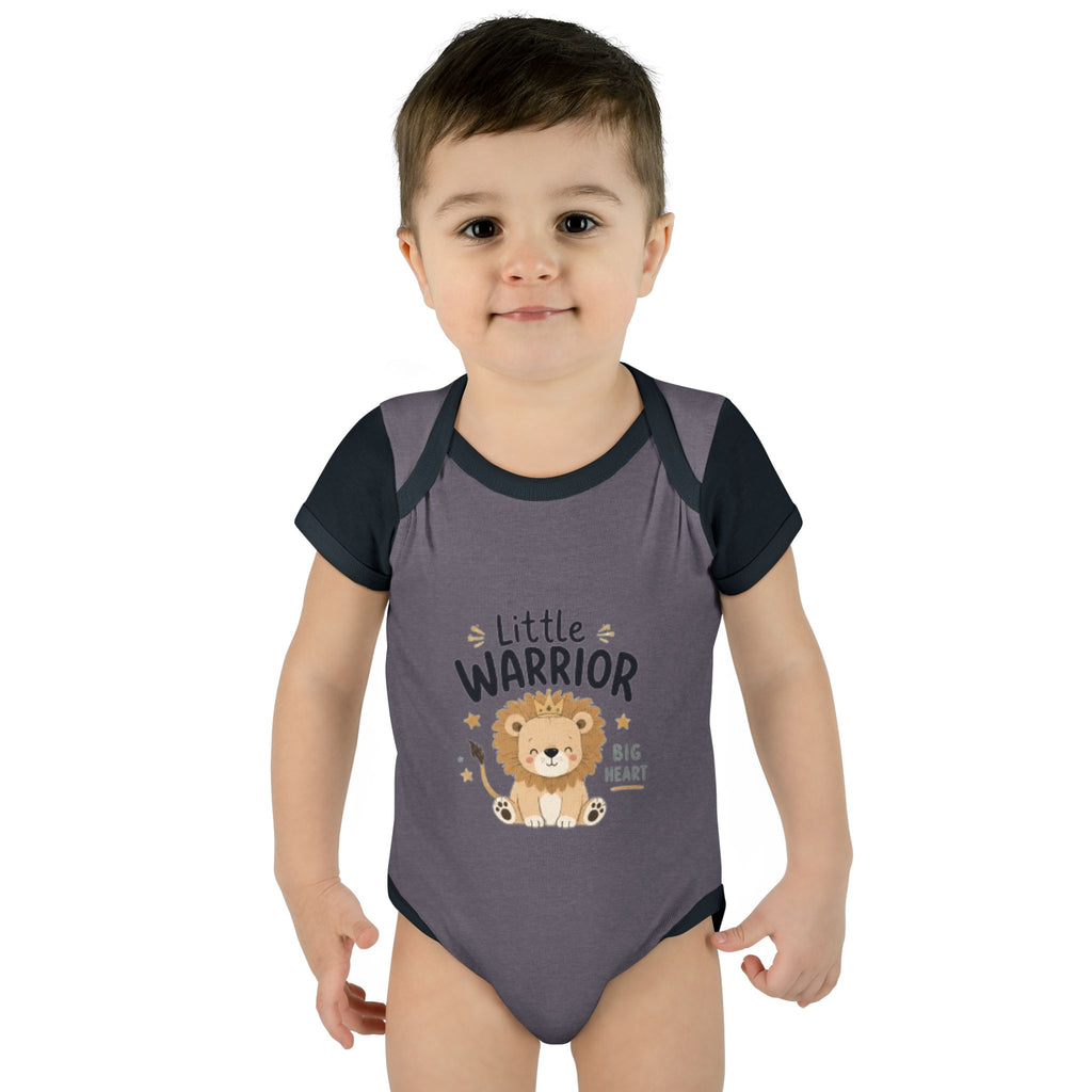 Infant Bodysuit - "Little Warrior Big Heart" Lion Baby Onesie