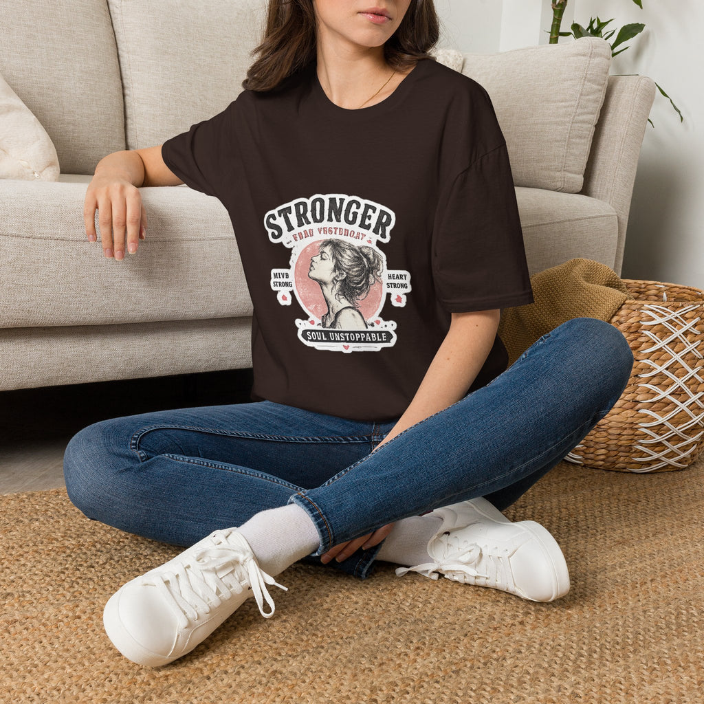 T-Shirt — "Stronger Each Yesterday" Vintage Motivational Tee