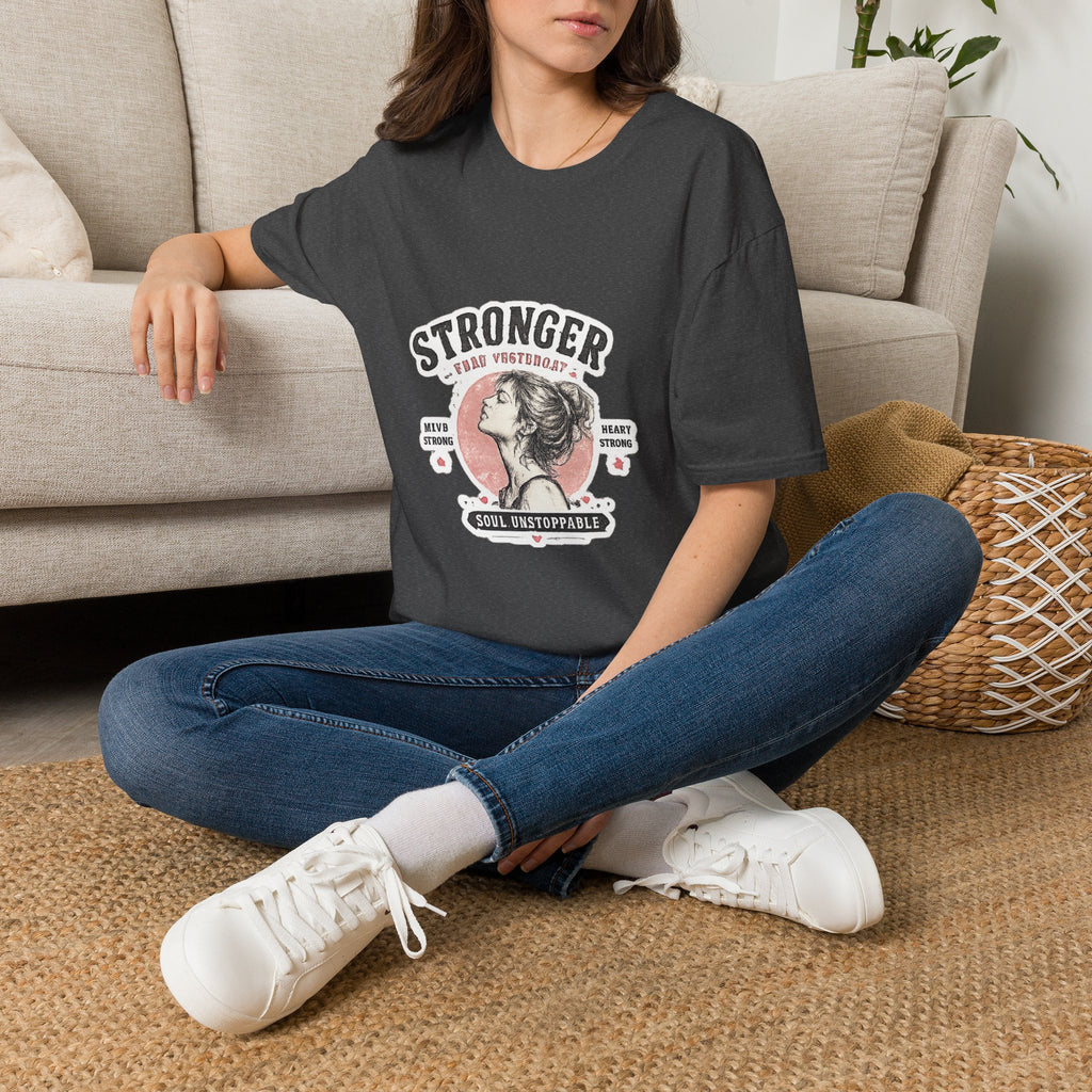 T-Shirt — "Stronger Each Yesterday" Vintage Motivational Tee