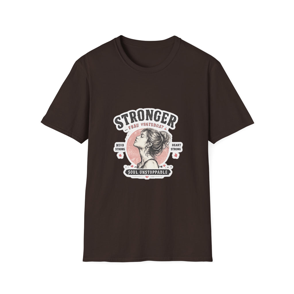 T-Shirt — "Stronger Each Yesterday" Vintage Motivational Tee
