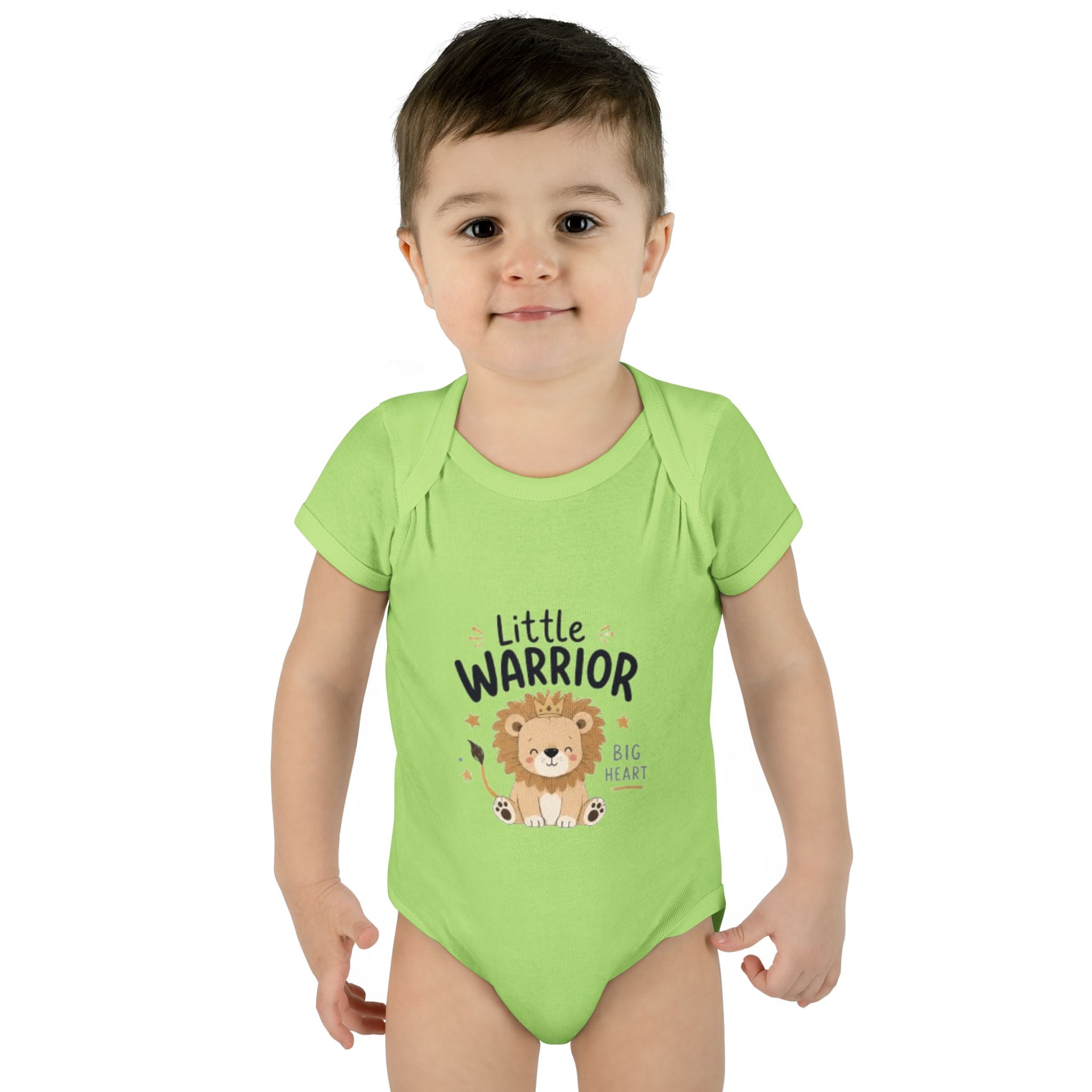 Infant Bodysuit - "Little Warrior Big Heart" Lion Baby Onesie