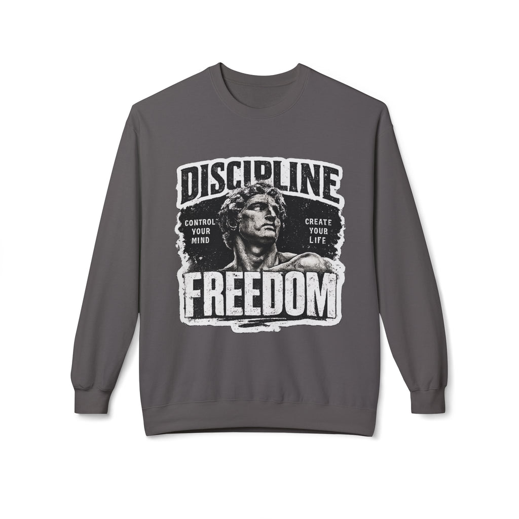 Discipline Freedom Crewneck Sweatshirt – Motivational Vintage Statue Graphic