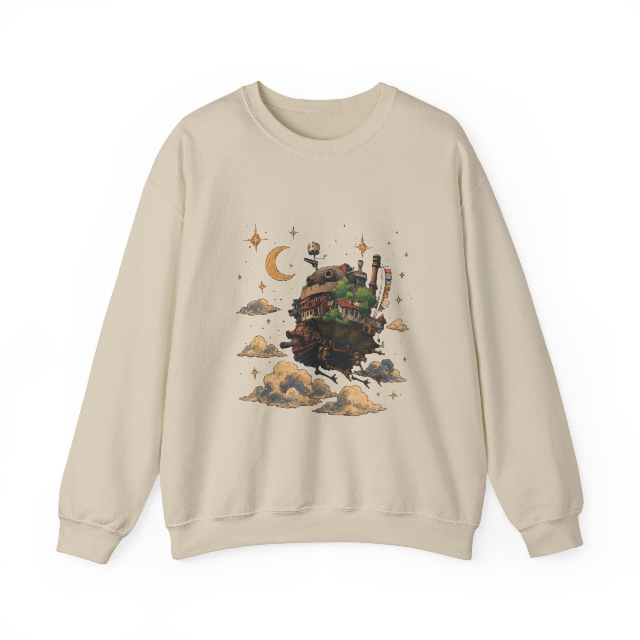 Howl's Moving Castle Inspired Crewneck Sweatshirt — Fantasy Castle Illustration