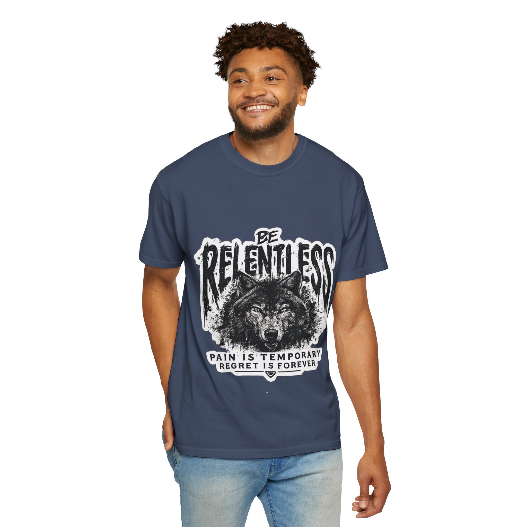 Be Relentless Wolf T-Shirt — “Pain Is Temporary, Regret Is Forever” Motivational Tee