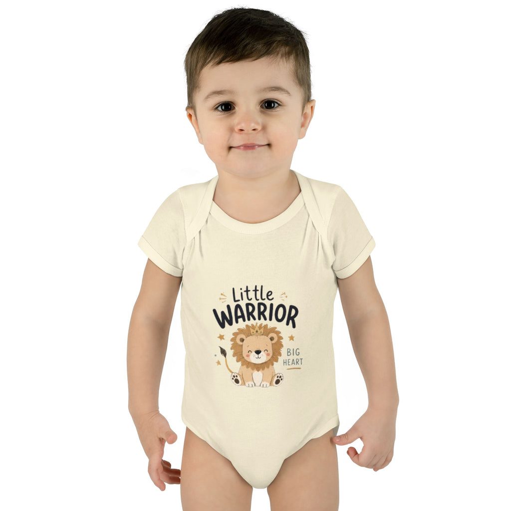 Infant Bodysuit - "Little Warrior Big Heart" Lion Baby Onesie
