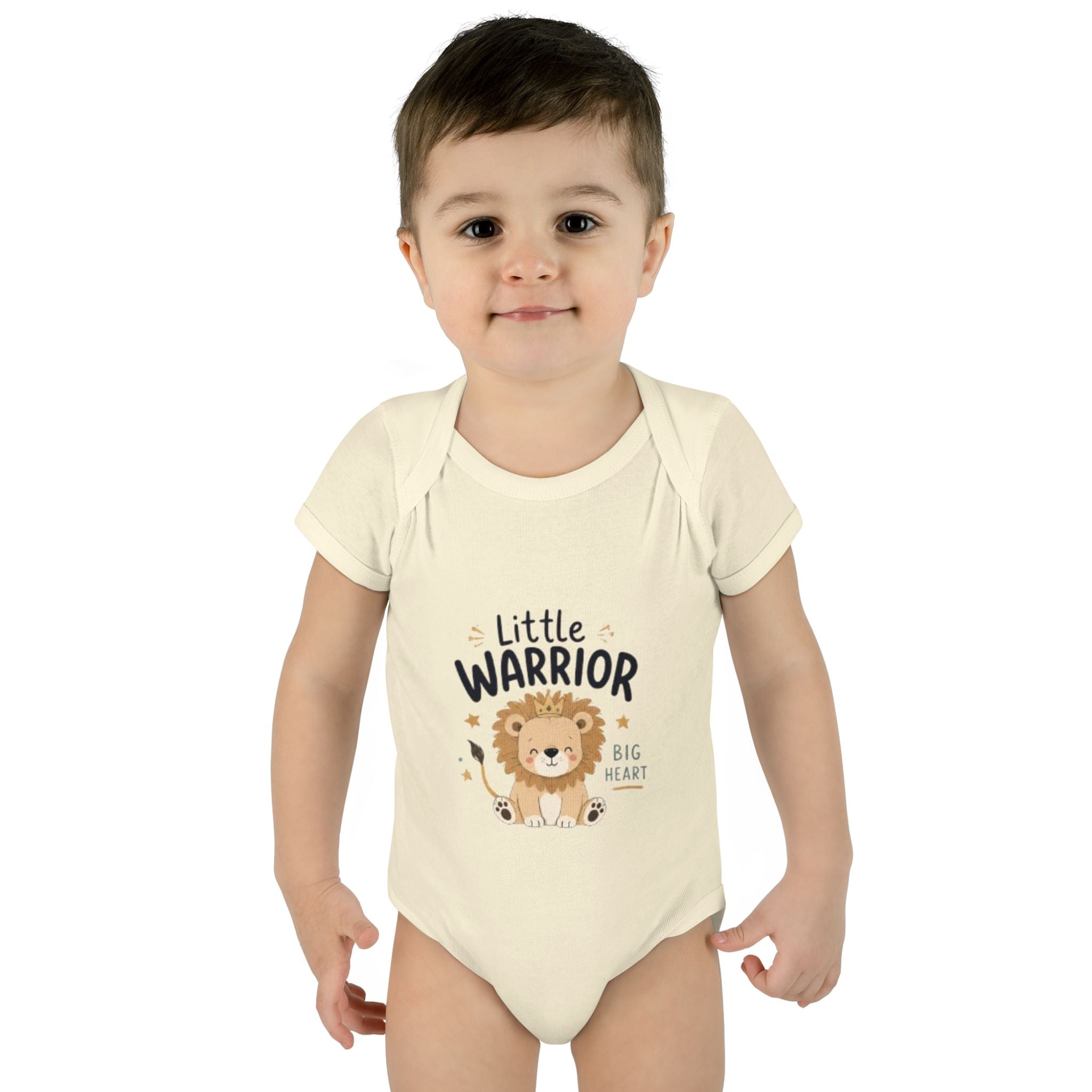 Infant Bodysuit - "Little Warrior Big Heart" Lion Baby Onesie