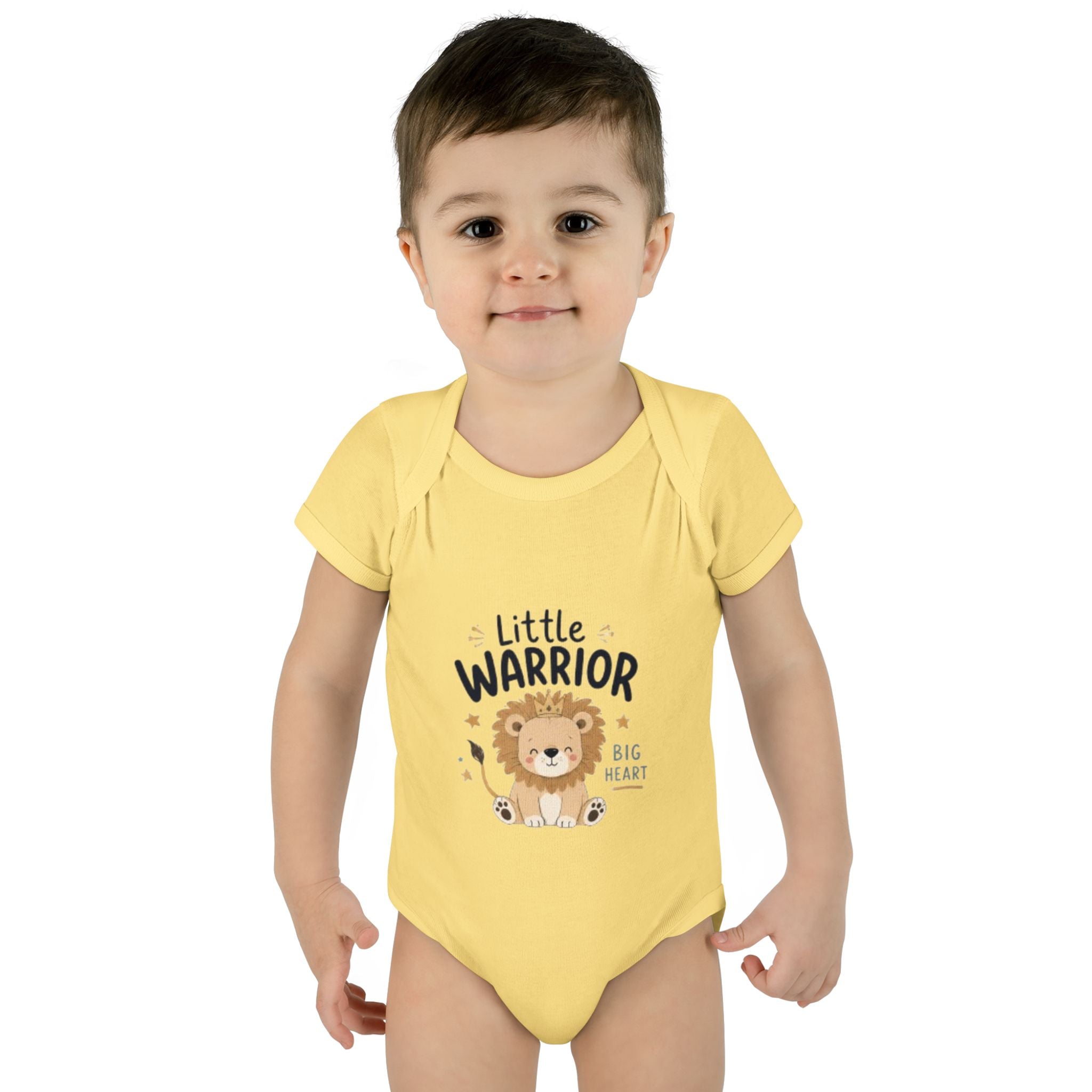 Infant Bodysuit - "Little Warrior Big Heart" Lion Baby Onesie