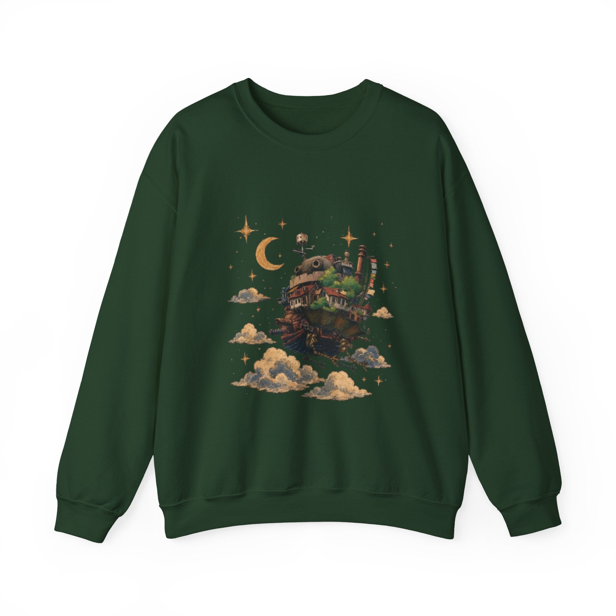 Howl's Moving Castle Inspired Crewneck Sweatshirt — Fantasy Castle Illustration