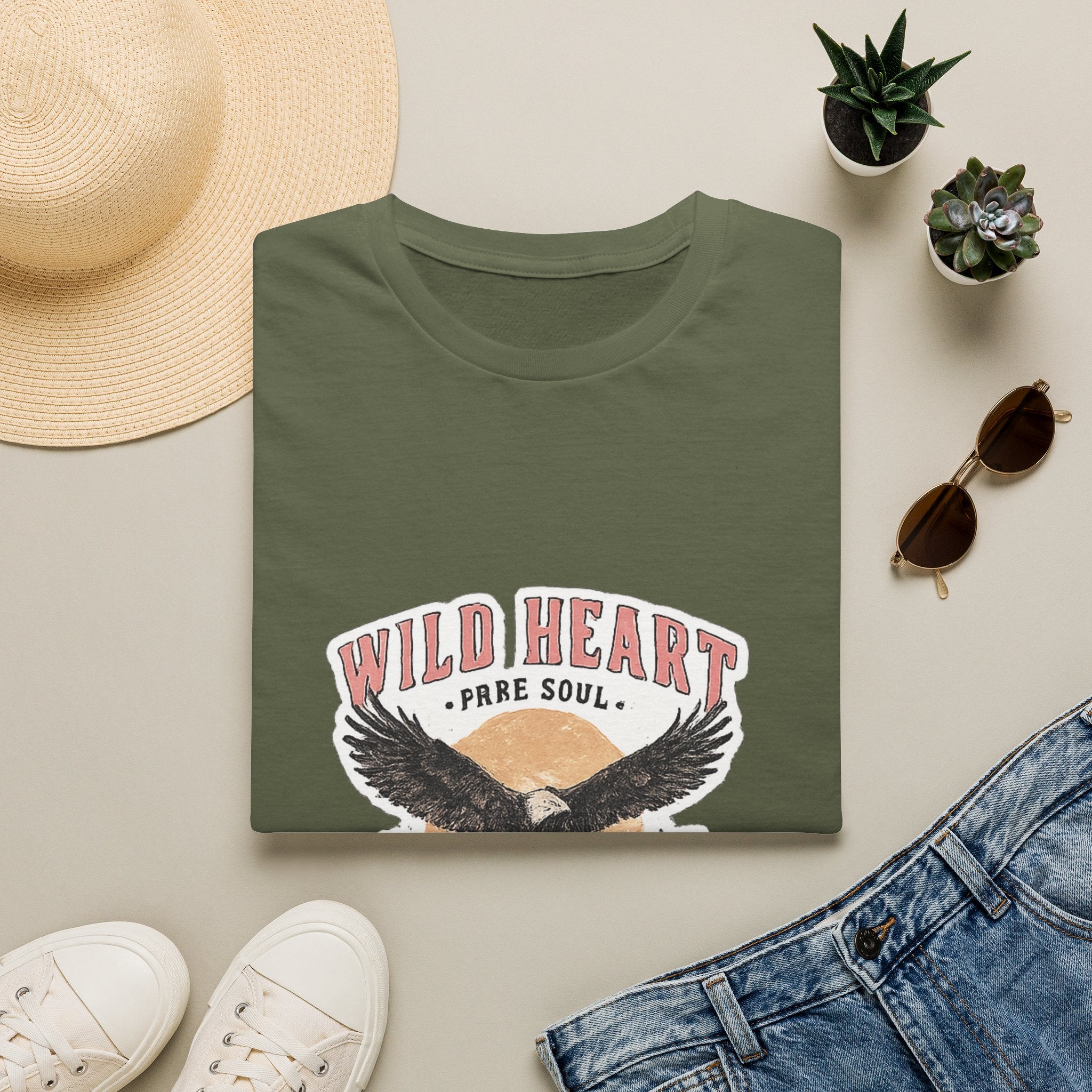 Wild Heart Eagle T-Shirt — "Wild Heart, Free Soul" Vintage Graphic Tee