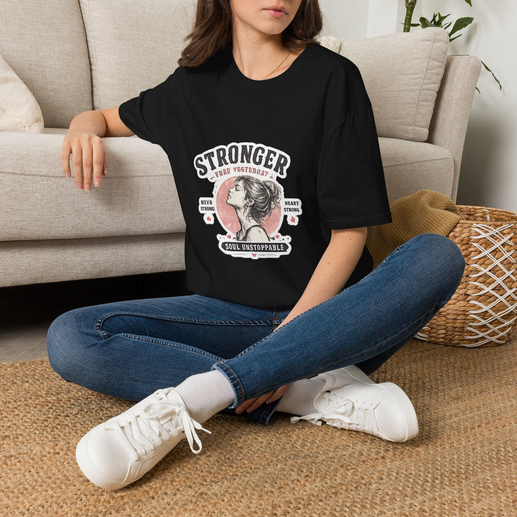 T-Shirt — "Stronger Each Yesterday" Vintage Motivational Tee