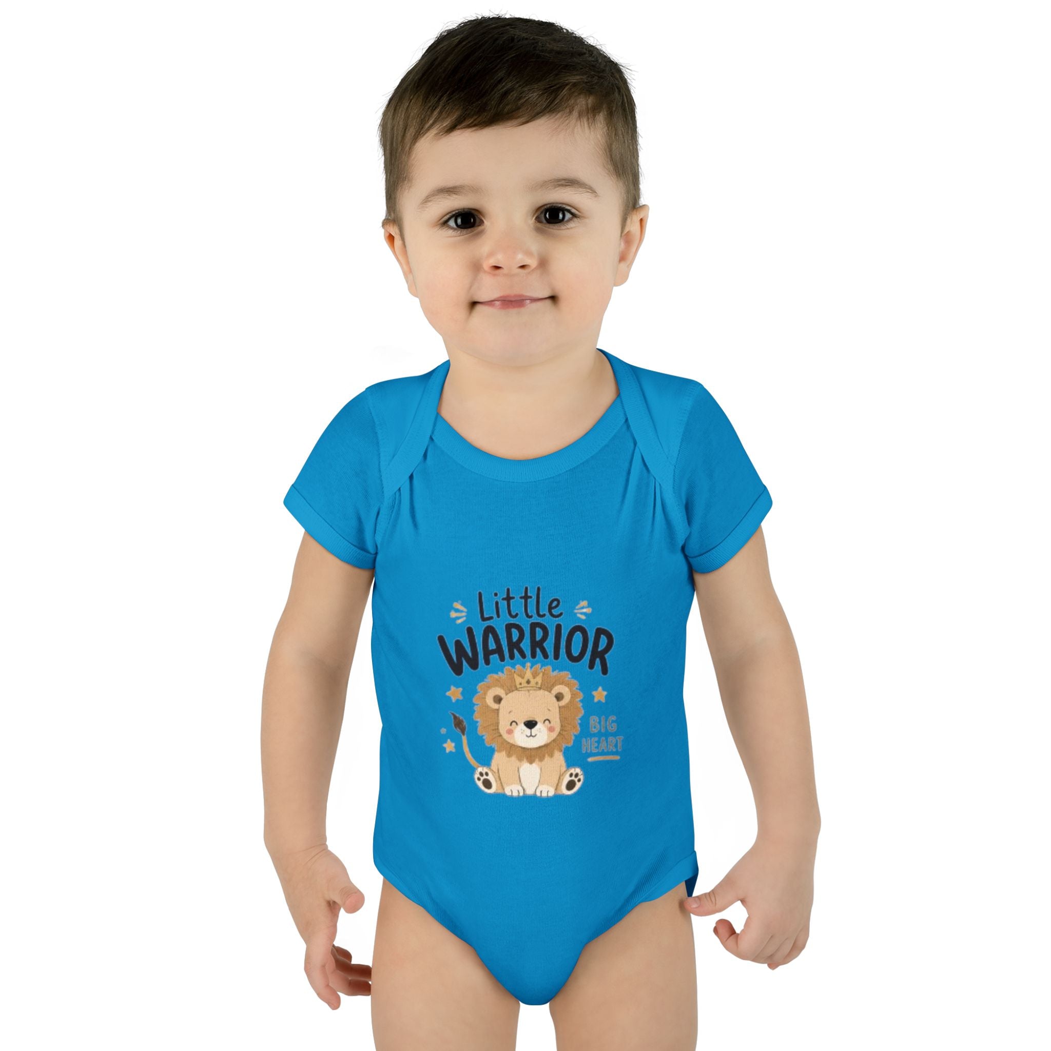 Infant Bodysuit - "Little Warrior Big Heart" Lion Baby Onesie