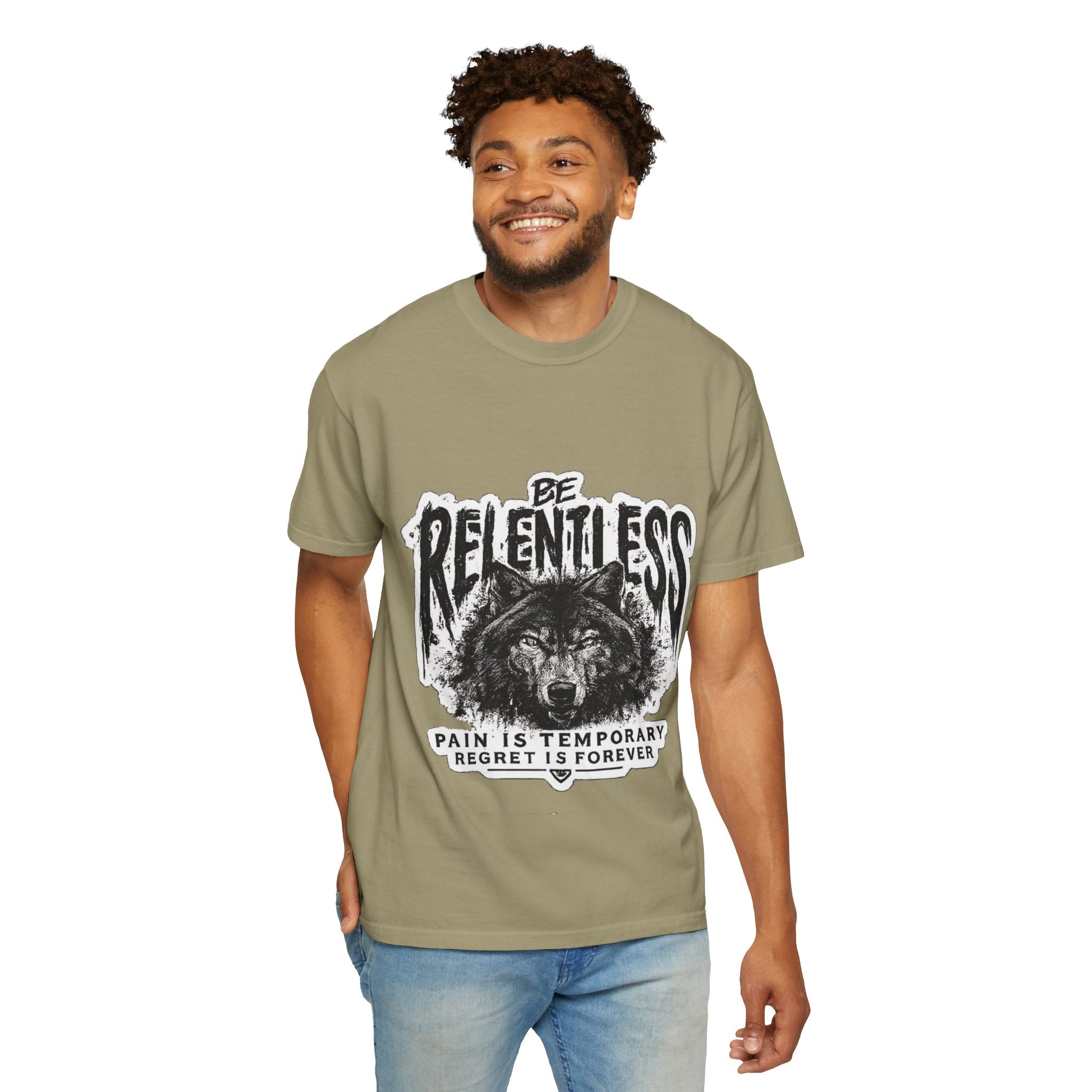 Be Relentless Wolf T-Shirt — “Pain Is Temporary, Regret Is Forever” Motivational Tee