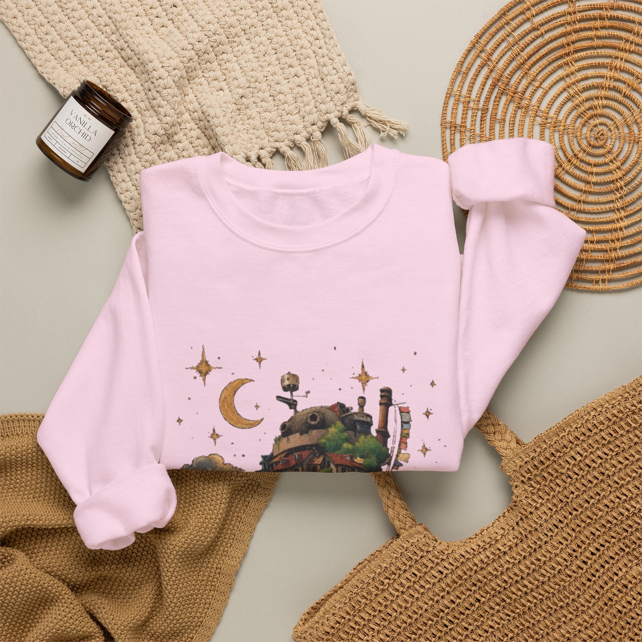 Howl's Moving Castle Inspired Crewneck Sweatshirt — Fantasy Castle Illustration