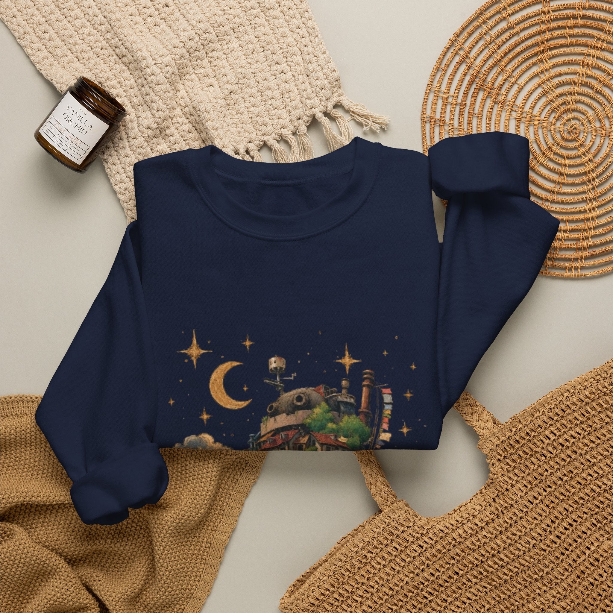 Howl's Moving Castle Inspired Crewneck Sweatshirt — Fantasy Castle Illustration