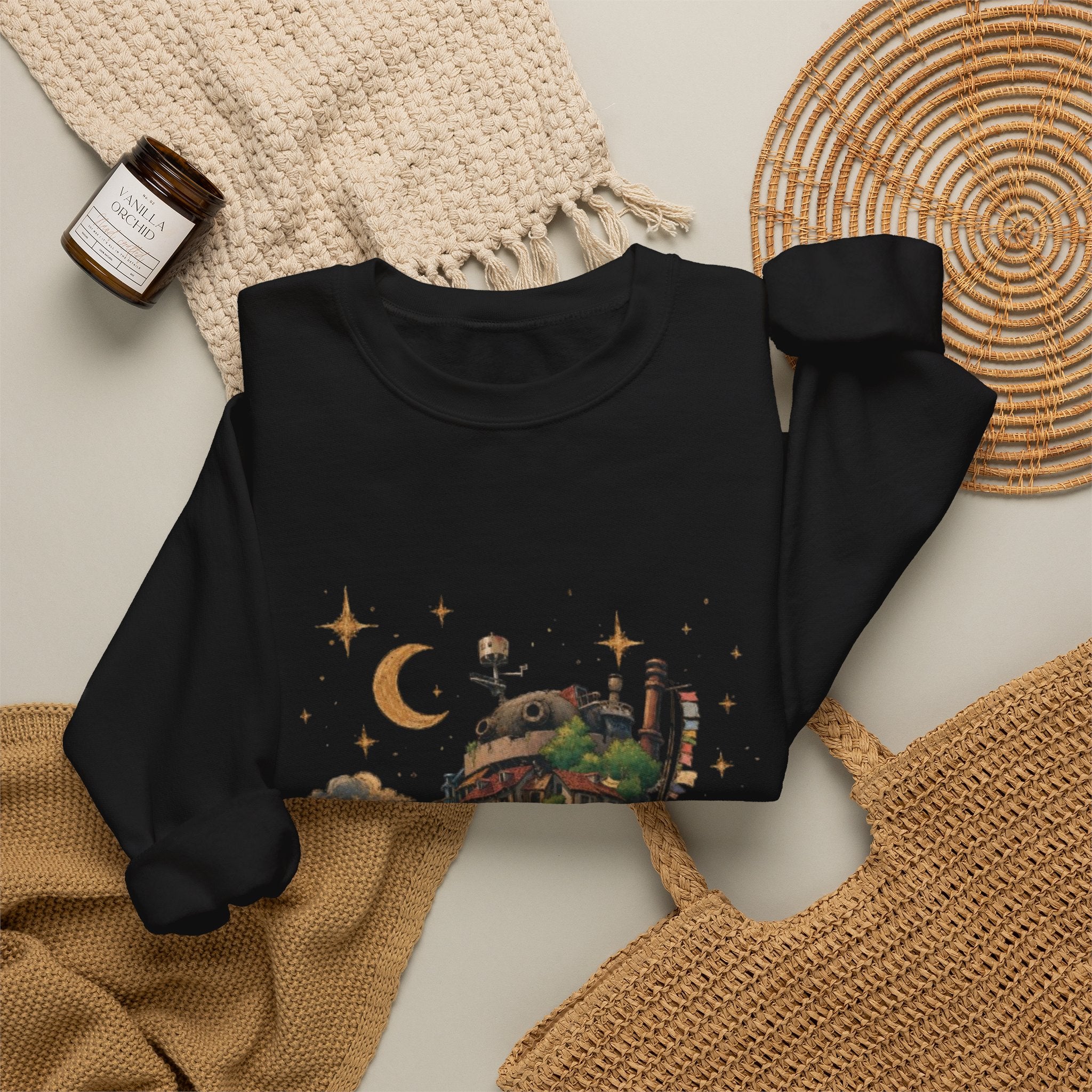 Howl's Moving Castle Inspired Crewneck Sweatshirt — Fantasy Castle Illustration