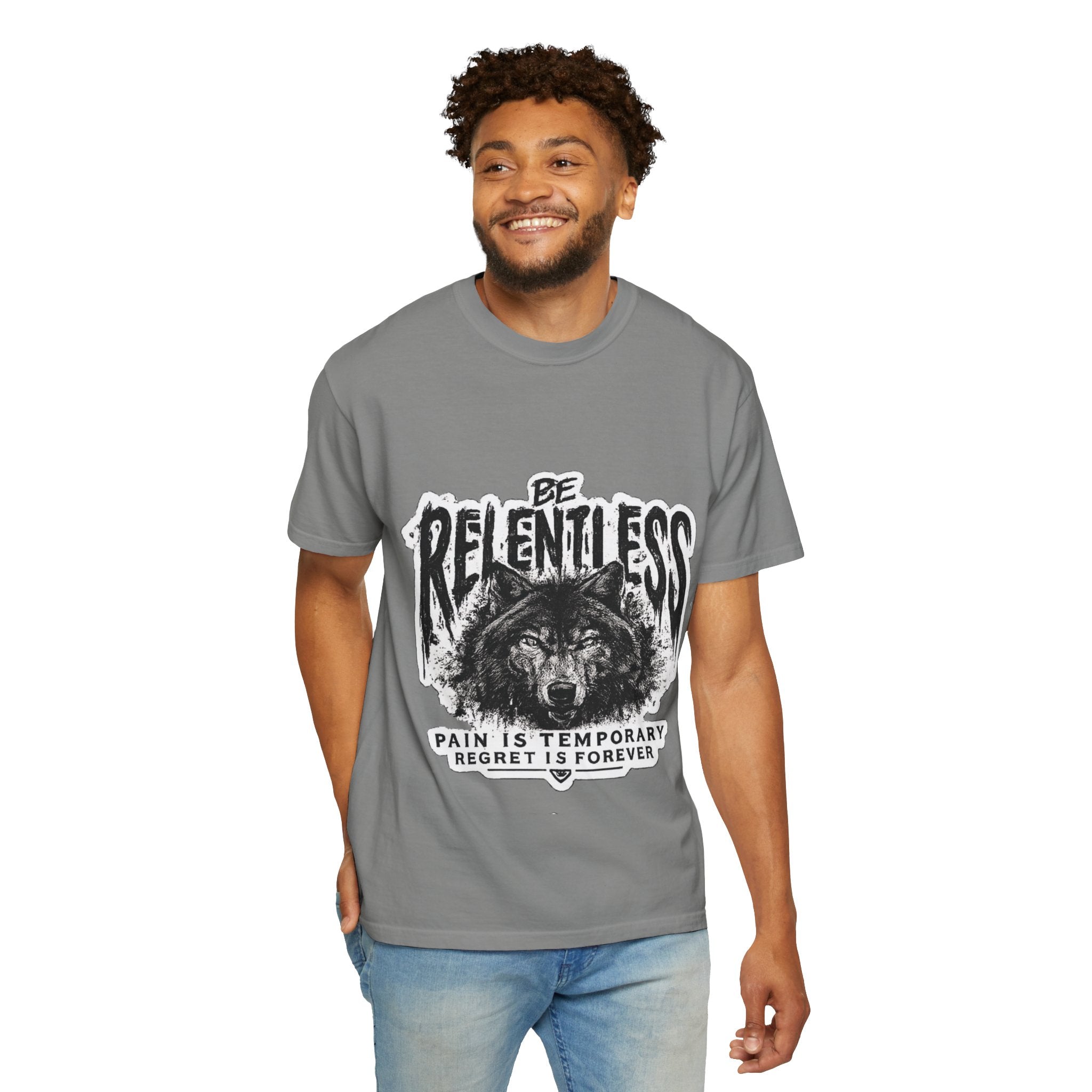 Be Relentless Wolf T-Shirt — “Pain Is Temporary, Regret Is Forever” Motivational Tee
